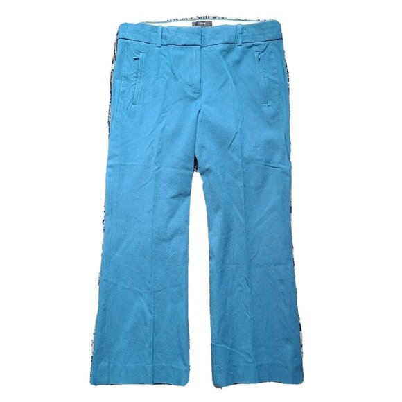 J CREW Solid All Teal Blue Teddie Crop Cropped Dress Casual Pants Womens Size 4